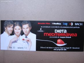 Foglietti di film di film antichi di cinema: dieta mediterranea - invitacion folleto mano original - olivia molina cine español
